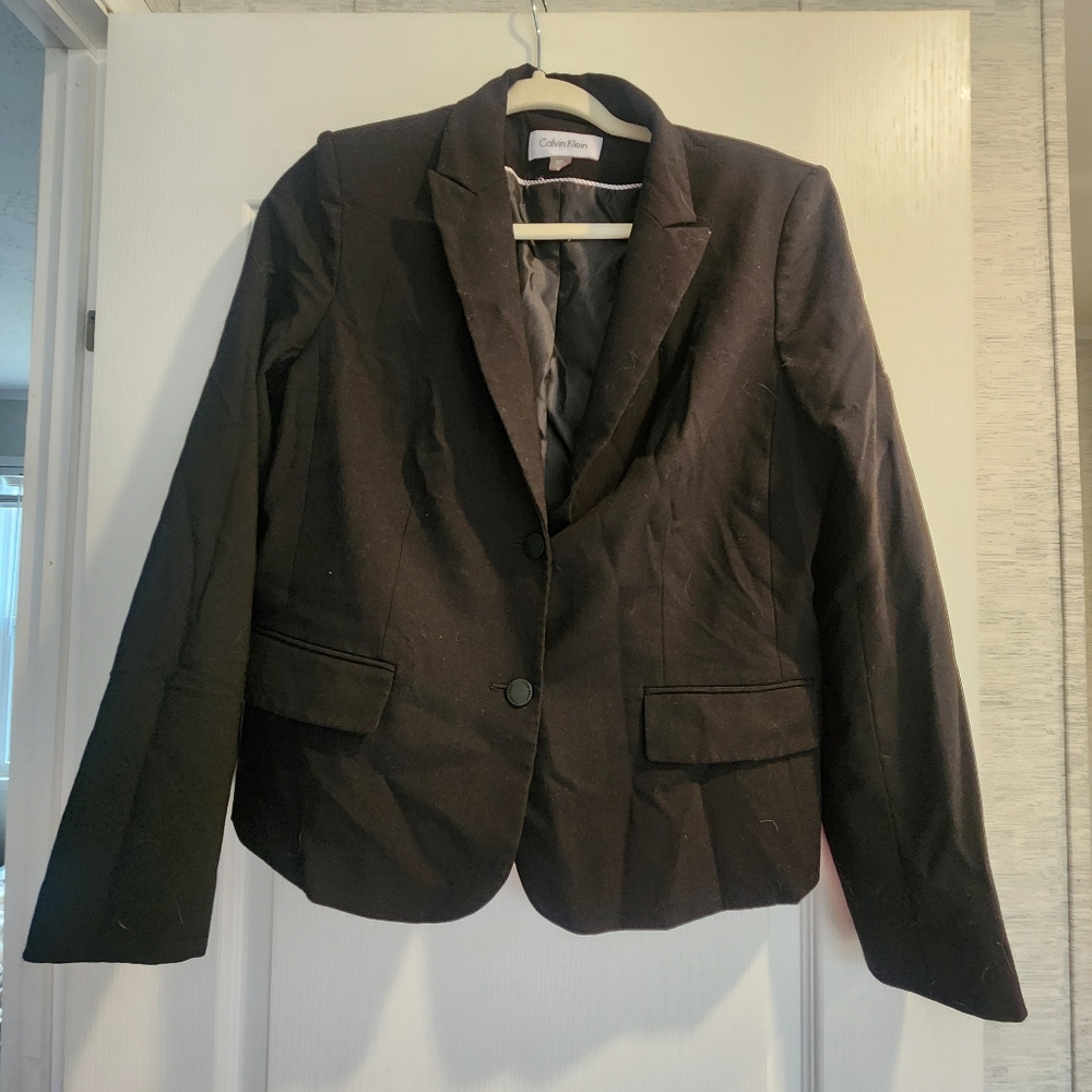 Calvin Klein Women's Black Blazer Size 12 Euc